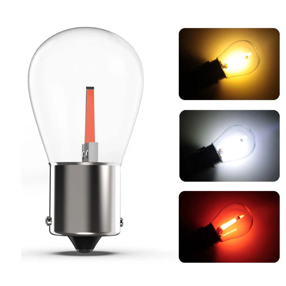 1X P21W Led 1156 Ba15s Filament COB Car Light Bulb Auto Vehicle Reverse