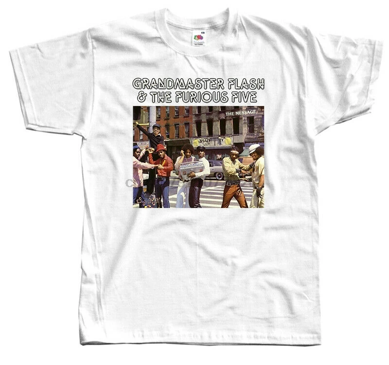 Grandmaster Flash The Furious Five-The Message футболка DTG (белая) S-5XL | Мужская одежда