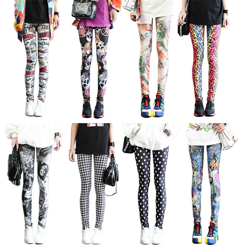 NDUCJSI Leggings Women 3D Printed Cartoon Legging Sexy Breathable Workout Leggins Slim Elastic Plus Size Pants Printed Trousers
