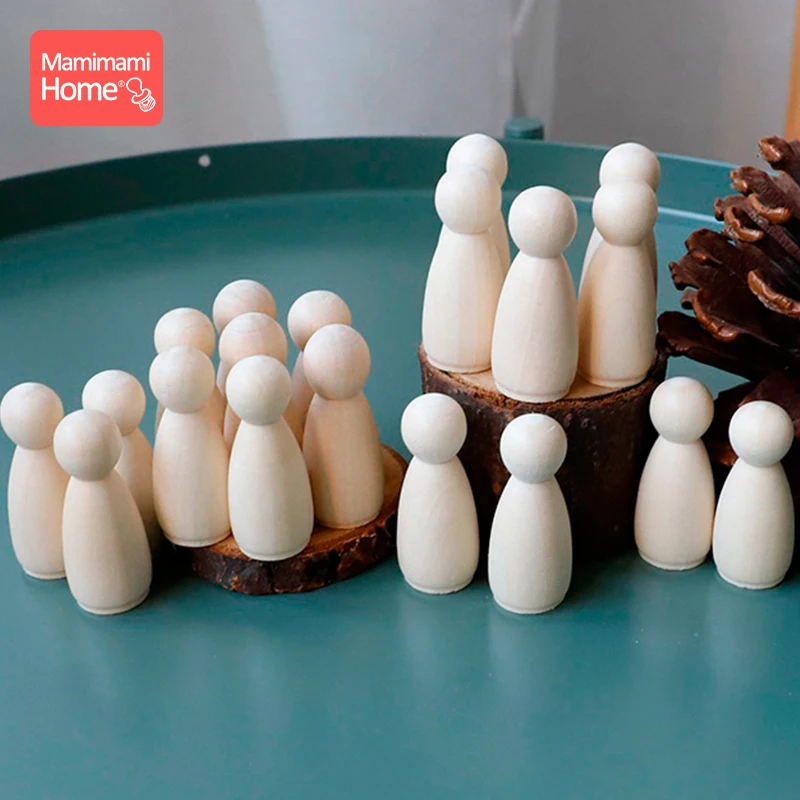 Original Ecological Maple Wood Peg Dolls Baby Boys Dolls DIY Crafts Accessories Wooden Toys Child Building Block 20pc