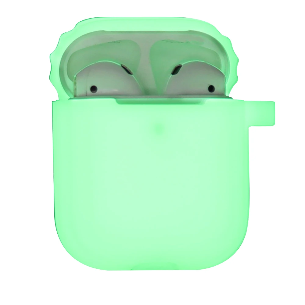Glowing in Dark Silicone Case For Apple AirPods 1 2 Luminous Shockproof Protector Sleeve for AirPods 2 Earphone Box Accessories - Цвет: Green