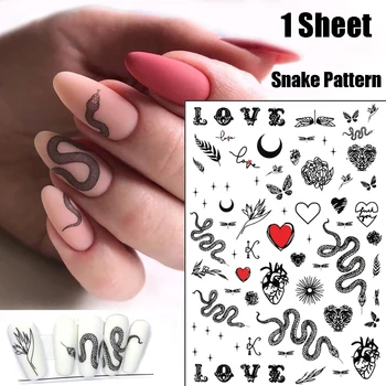 

1 Sheet Snake Pattern Nail Art Stickers 3D Design Transfer Nail Stickers Decals Nail Decoration Tip Slider Accessory