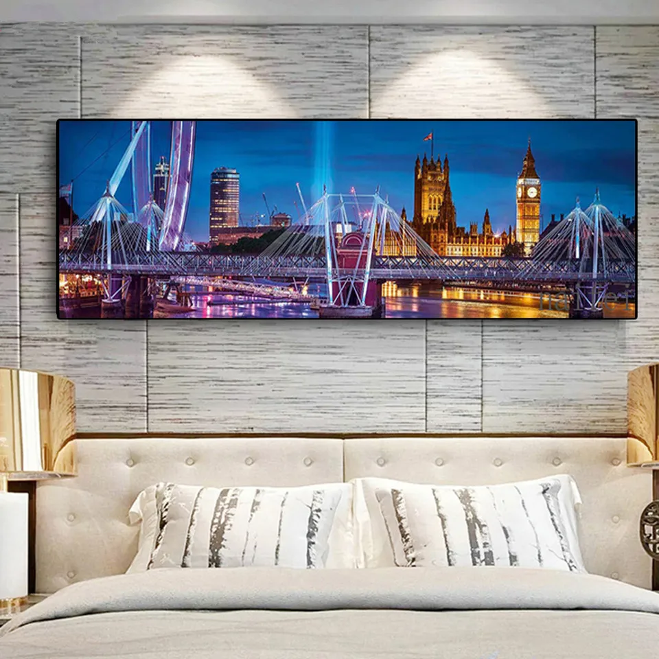 5D Diamond Painting City Night London Skyline Full Drill Square Round Cityscape Diamond Art Embroidery Decoration For Home Gift_副本