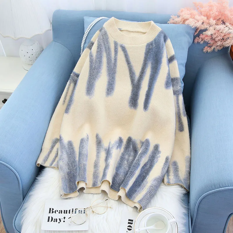 

casual women sweater and pullovers o-neck thicken warm knitted loose lady elegant pulls outwear coat tops