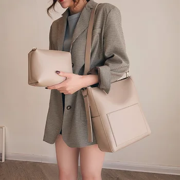 

2set Large Cross body Bag For Women 2020 Pu Leather Shoulder Messenger Bags Multiple Compartment Totes Handbags Clutch Pouch