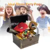 143pcs Kid Pirate Chest Box Golden Box Toy Kit Pirate Eye Sticker Retro Pirate Chest Children's Treasure HuAnt 4
