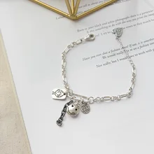 Veryins новые браслеты из стерлингового серебра S925 с улыбающимся лицом Висячие модные браслеты для женщин с застежки "Лобстер"