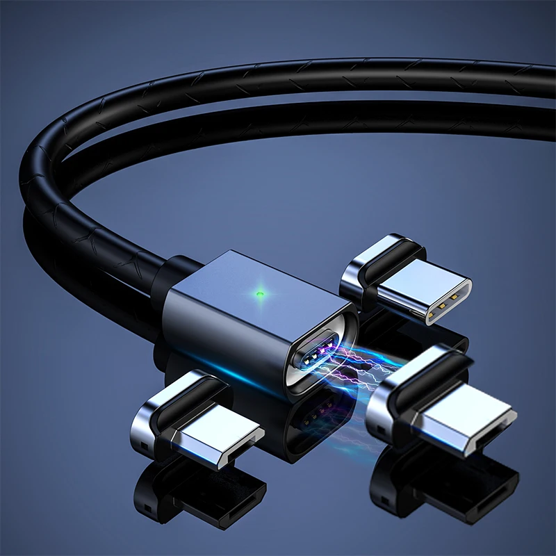 Магнитный кабель для передачи данных QC4.0 3 в 1 магнитный Micro USB и Type C быстрой