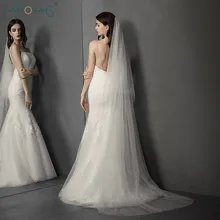 Простая белая/свадебная вуаль цвета слоновой кости 2 слоя 3 метра мягкий фатин Свадебная Фата с расческой свадебные аксессуары высокого качества Velos Novia