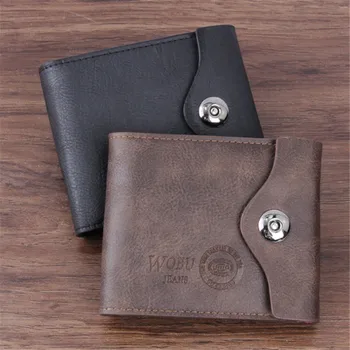 

2019 Brand Men PU Leather Purse Short Hasp Trifold Wallets Male High Quality Large Capacity Credit Card Holders Money Bag Purse