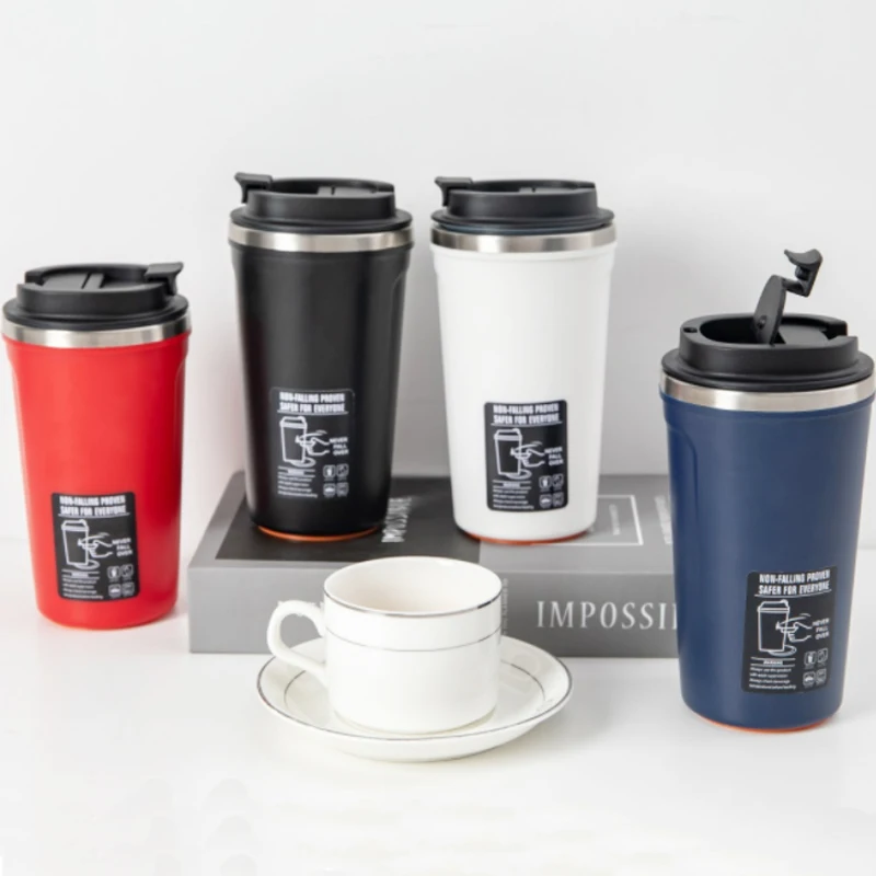 380/520ML Simple Suction Mug Thermos Stainless Steel Double Insulated  Coffee Cup Keep Warm Flask Portable Travel Car Ice Cup