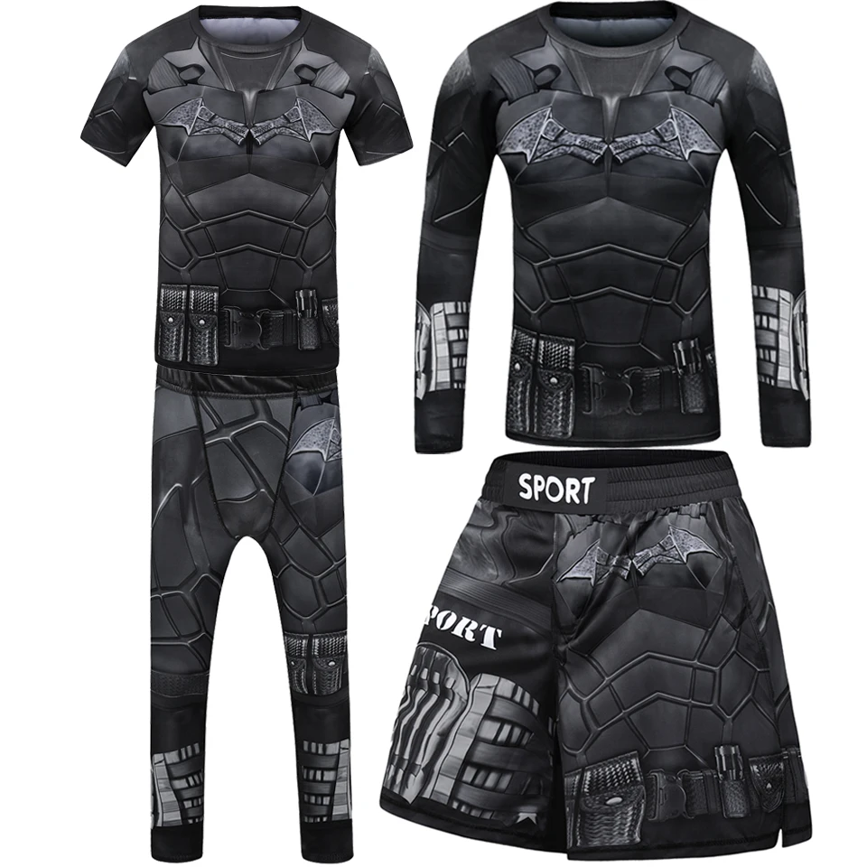 Kid Rashguard Jiu Jitsu T-shirt + Pant MMA Muay Thai Shorts 4pcs/set Boxe Bjj kickboxing Mma Clothing Children Fitness Sportwear sports apparel