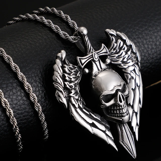 Punk Vintage Ram Skull And Sword Pendant Men Gothic Gifts Party SanLan  Jewelry - AliExpress