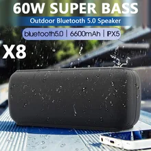X8 60W Portable Bluetooth Speaker High Power Waterproof DSP Bass Column Outdoor Music Center TWS Subwoofer Soundbar Support TF
