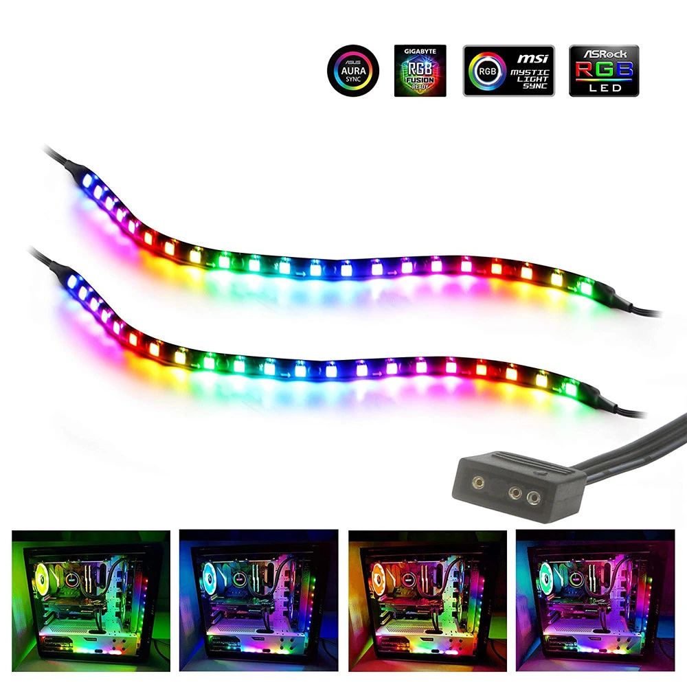 Luces LED direccionables para ordenador, tira de luces LED direccionables MSI ASUS RGB 2,0 Aura SYNC AORUS de 3 pines, añadir cabezal en placa base DC5V WS2812B|Tiras LED| - AliExpress