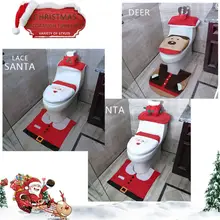 Рождественское сиденье для унитаза, 3 шт., украшение коврика, праздничный набор для ванной