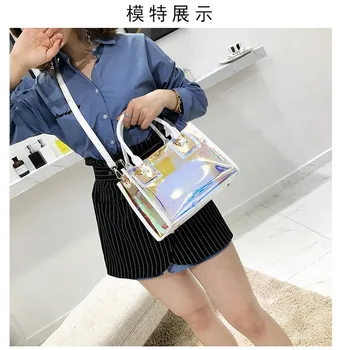 

2020 New Women's Shoulder Bag Korean Fashion Laser Transparent Trend Messenger Bag Lady