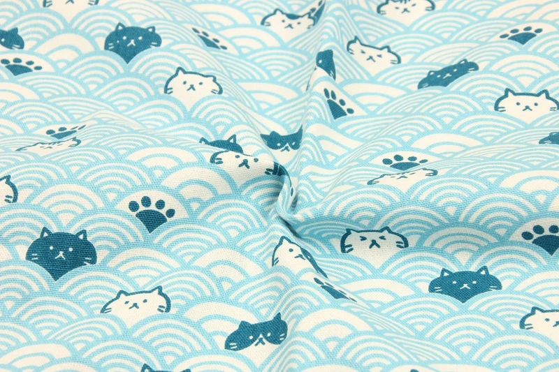 Halber Meter Verdickter Baumwollstoff Soft Breeze Cat Curve Print, Handgefertigtes DIY-Taschenmaterial 100% Baumwolle CR-389 – Detail 4