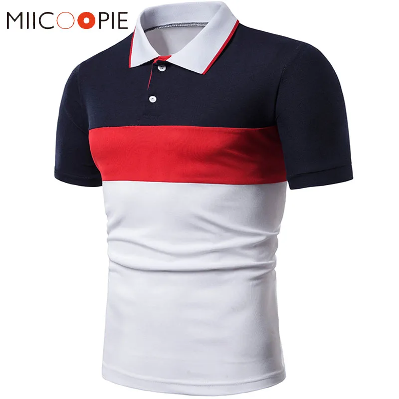 

Fashion Patchwork Polo Shirts Men Summer Casual Business Turn Down Collar Short Sleeve Slim Fit Polos Para Hombre Top Tees 3XL