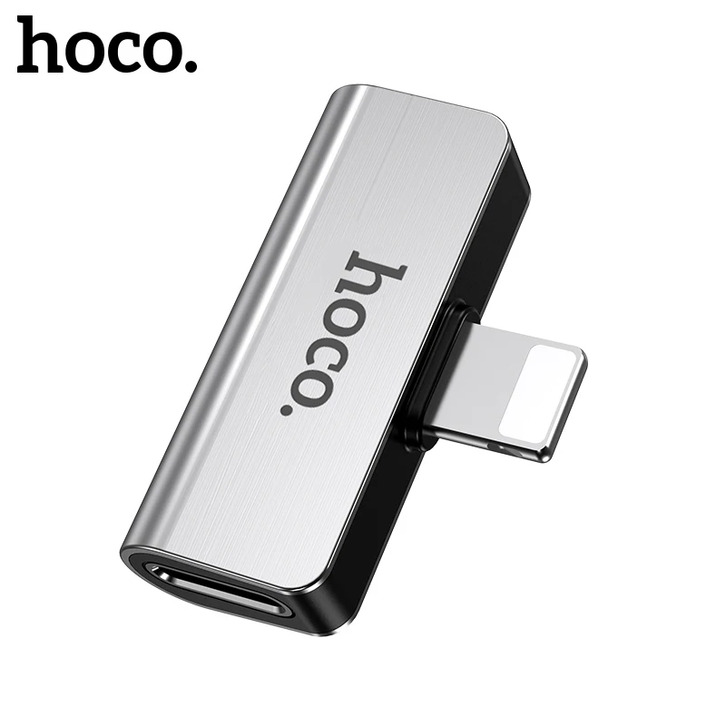 Hoco 2 em 1 divisor adaptador duplo áudio fone de ouvido de carregamento para iphone 12 11pro max xs max conversor de carregamento áudio para relâmpago
