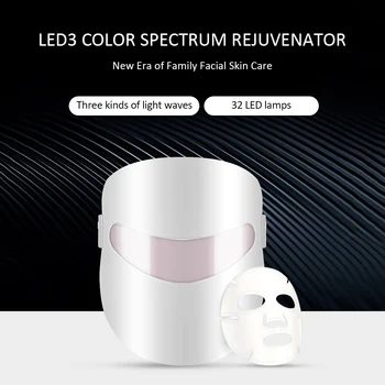 

3 Colors LED Light Therapy Face Mask Anti Acne Anti Wrinkle Whiteing Skin Rejuvenation Salon Facial Mask Beauty Skin Care Tools
