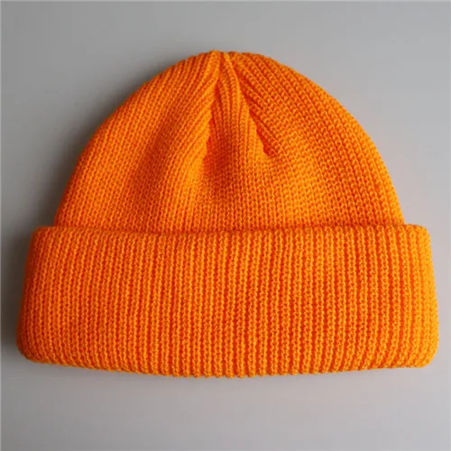 13 цветов, однотонная шапка унисекс, осенне-зимняя шерстяная шапка, мягкая теплая вязаная черная шапка для мужчин и женщин, Красная шапка с черепом, лыжная шапка s Beanies - Цвет: orangeyellow