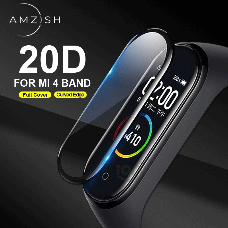 Amzish 20D защита с изогнутыми краями для Xiaomi Mi Band 4 HD полное покрытие экрана стекло