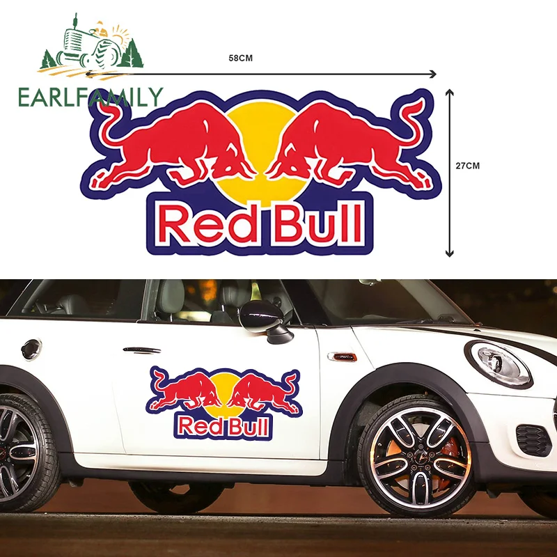 EARLFAMILY 58 см x 27 см забавные большие наклейки на автомобиль для Red of BUll графика водонепроницаемый автомобильный протектор двери наклейки багажник капот Декор - Название цвета: 58cm x 27cm