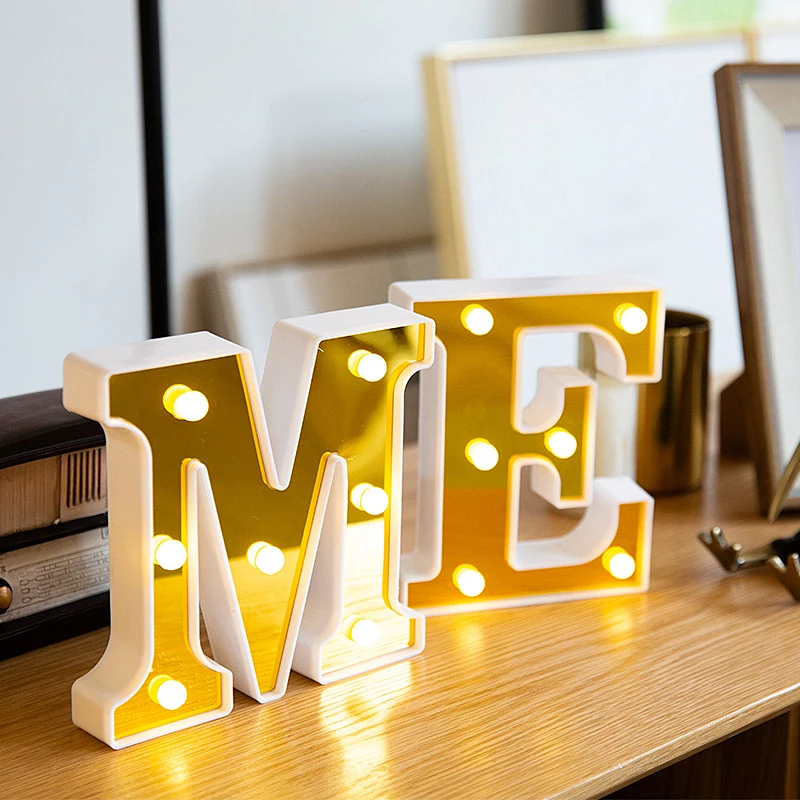 Golden LED Letters Lights Number Lamp Home Night Light For Party Bedroom Wedding Birthday Decorative Letras Luminosas | Дом и сад