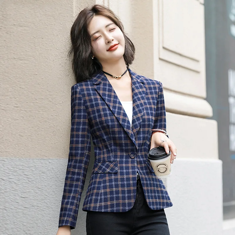 

2018 Autumn And Winter Woolen Cloth Plaid Small Suit Women's Ol Commuting Korean-style Elegant Wear Long Sleeve Suit Coat