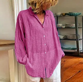 

2020 women's cotton and linen shirt em8 multicolor loose cardigan single breasted shirt women KTN977-02-09