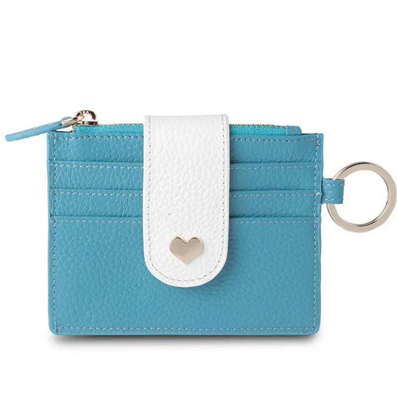 

Women Leather Cute Heart Card Holder for Lady Girls Small Bank Cards Wallets Real Cowhide Bussiness Cardholder porte carte