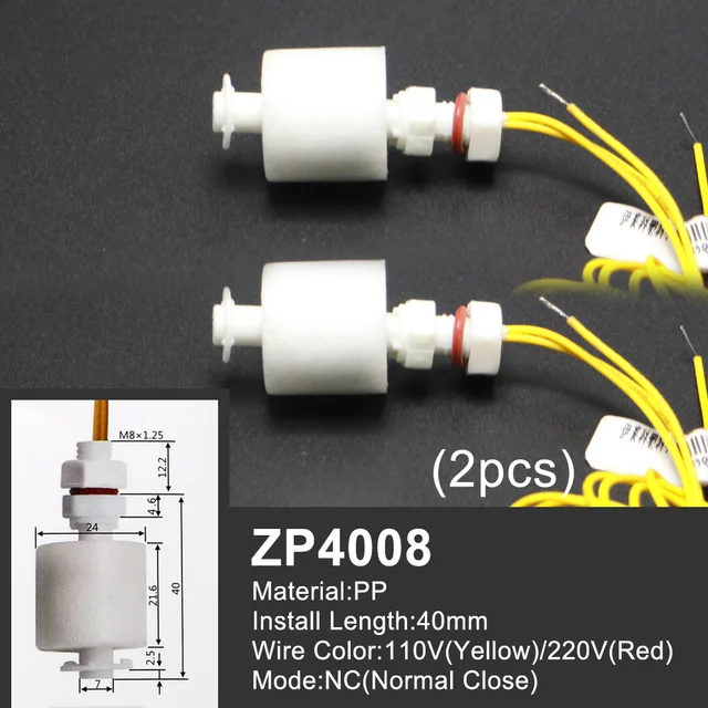 Free Shipping 1 Piece Float Switch Mini Type Poly Propy Water Level Liquid Sensor Normal Close ZP2508-ZP15010 2PCS-ZP4008