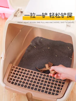 

Pet Waterproof Large Cat Litter Box Portable Sand Toilet Training Full Closed Kit Products Cat Supplies Arenero Gato BY50MS