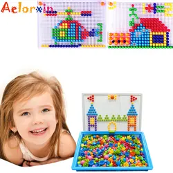 296pcs cogumelo prego inteligente 3d puzzle jogos diy cogumelo intelectual prego plástico flashboard crianças brinquedos educativos para