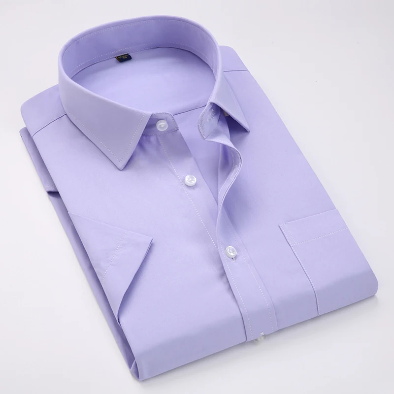 Мужская рубашка с коротким рукавом легко ухаживать Формальные Деловые офисные мужские платья стандартные для рубашек подходят плюс