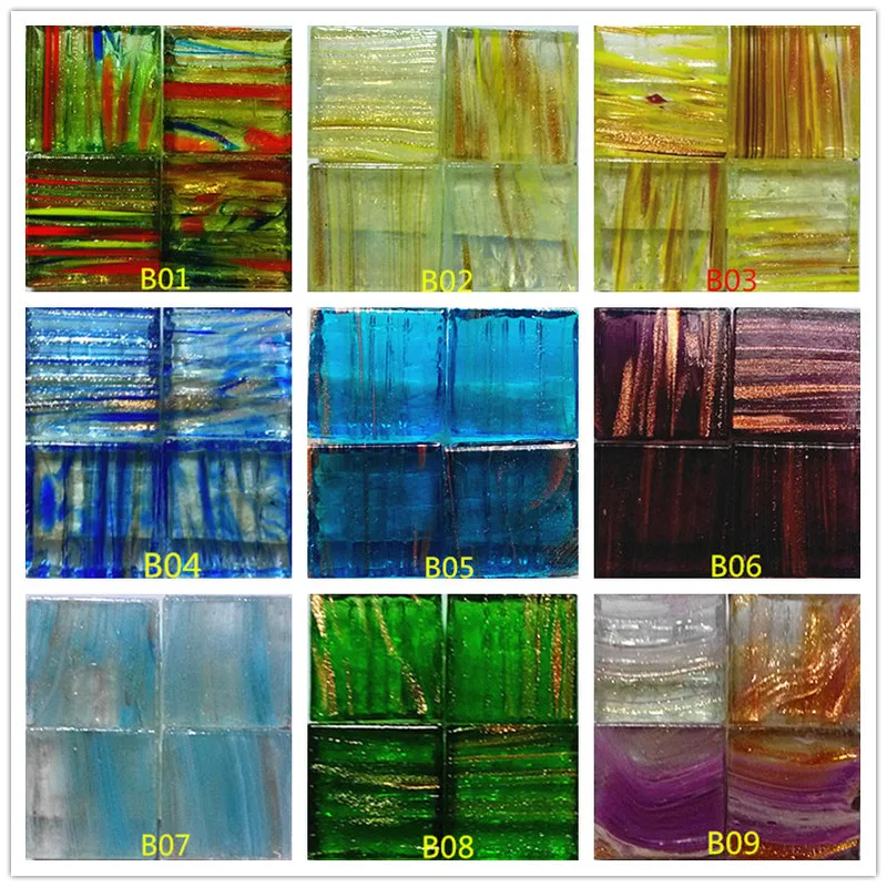 

90g Gold Silk Square Clear Glass Mosaic Tiles for DIY Crafts Mosaic Making Children Puzzle 20x20mm Crystal StoneTiles