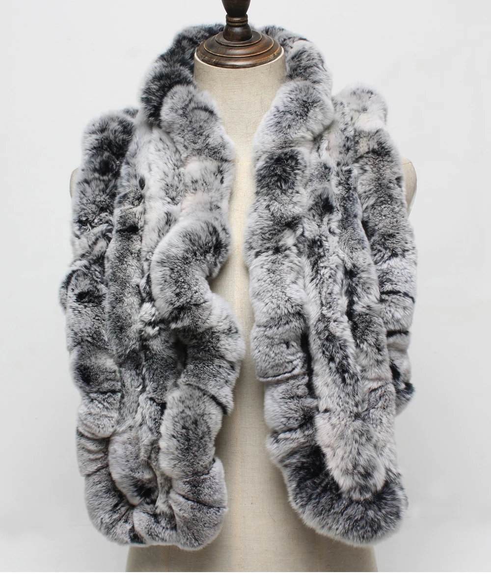 Осенне-зимний толстый меховой шарф для женщин теплый Настоящий мех кролика шарфы модные повседневные шарфы из натурального меха Розничная и