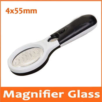 

4X Handheld Educational Magnifier Illuminated Reading Magnifying Glass with 2 LED Lights Birthday Gift Loupe Toy Insect Viewer