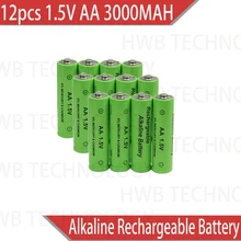 12 шт./лот бренд AA Аккумуляторная Батарея 3000mah 1,5 V щелочный Аккумулятор для светодиодная световая игрушка mp3