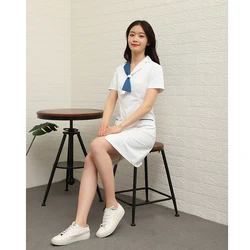 Estiramento esfrega topos mulheres workwear esfrega uniforme de manga curta menina outfit salão de beleza roupas de trabalho saúde túnica a50