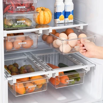 

Refrigerator Built-in Drawer Space Saving Plastic Household Container Storage Kitchen Storage Box JS23