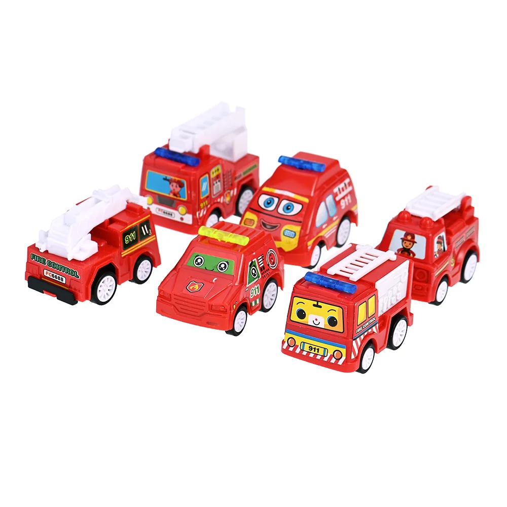 

6pcs/more Pull Back Car Toys for Children Cartoon Cute Cool Red Fire Truck Kids Toys Vehicles for Boys Creative Gifts Car Toys