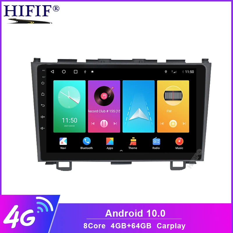 4+64G For Honda CRV CR-V 3 RE 2006 2007 2008 2010 2012 Car Radio Multimedia Video Player Navigation GPS Android 10 No 2din