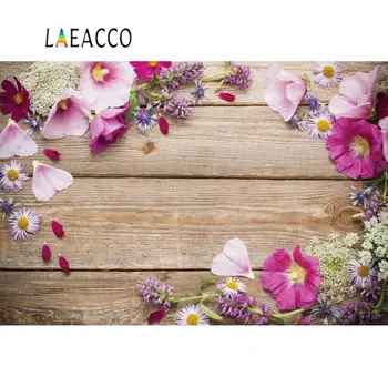 

Laeacco Vinyl Wood Backgrounds For Photography Blossom Flowers Petal Wooden Board Baby Newborn Photo Backdrop For Photo Studio