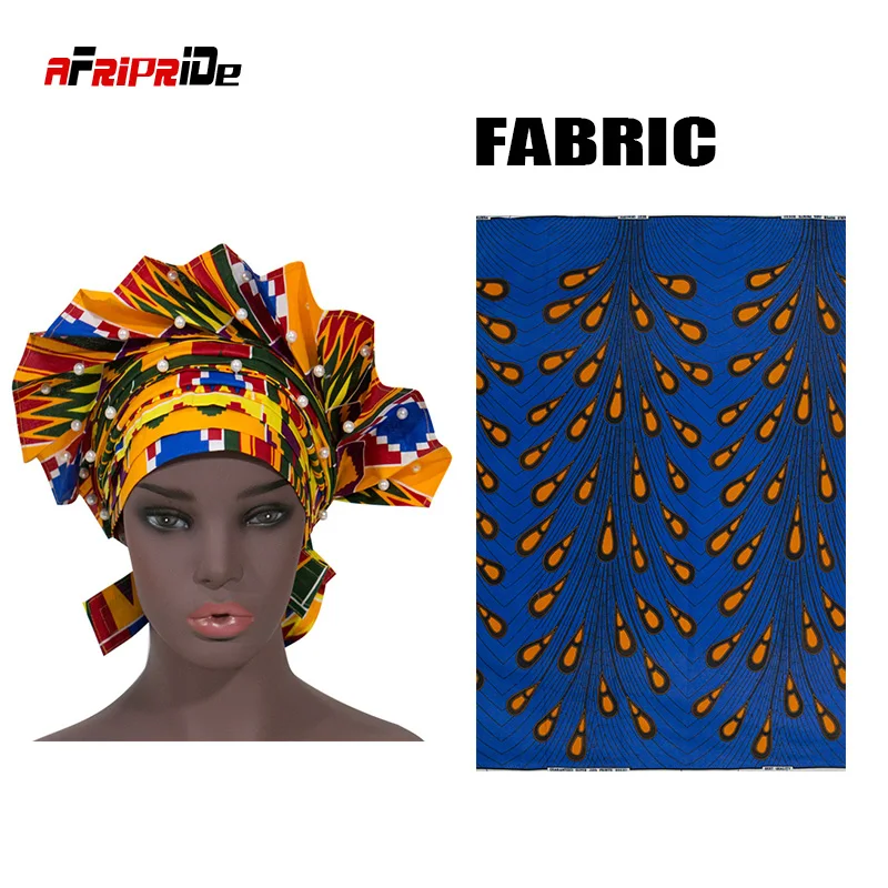 Уже сделанный Африканский головной галстук для женщин нигерийские Девушки шарфы повязка на голову Женская Чистый хлопок красивый свадебный тюрбан WYB462 - Цвет: 14