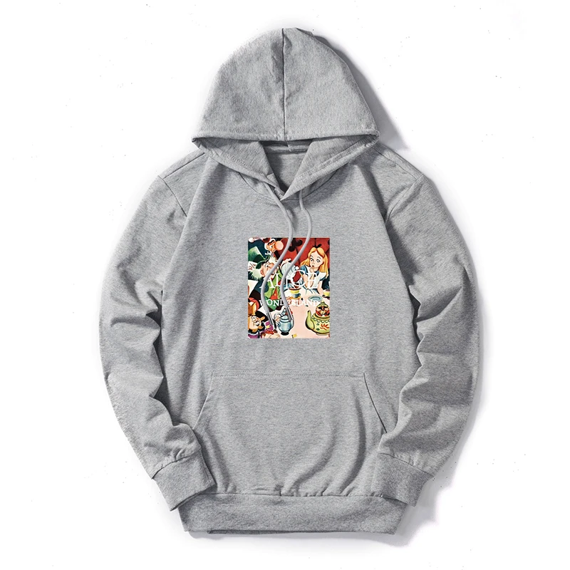 

Plus Size Women Princess Alice Hoodies Cute Cartoon Fashion Long Sleeve Thin Hooded Sweatshirt Casual Autumn Pullover Tops