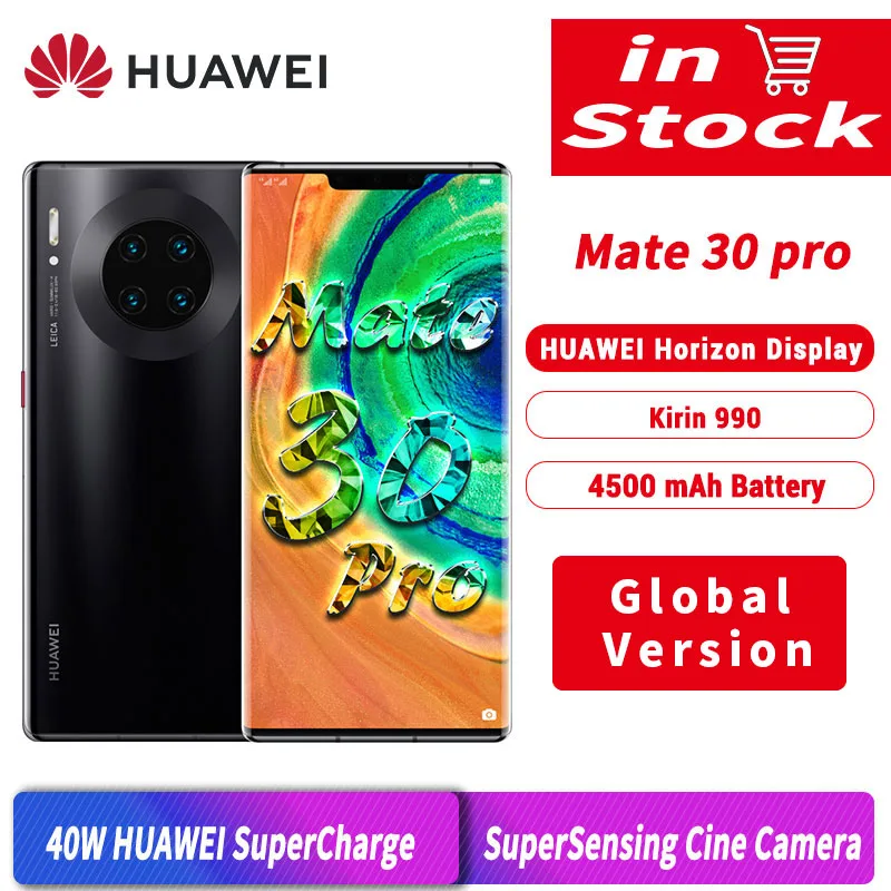 Глобальная версия HUAWEI Mate 30 Pro 30pro 8GB 256GB смартфон 40MP тройные камеры 32MP фронтальная