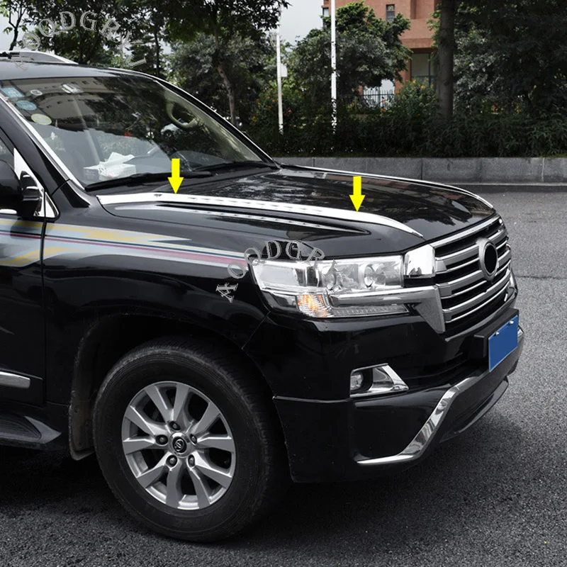Автомобильный Стайлинг ABS хромированный двигатель капот литья отделка полосы украшения 2шт для Toyota Land Cruiser LC200