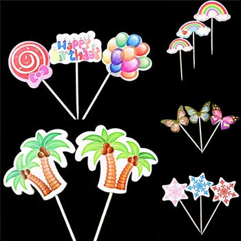 

Card Instert Birthday Cake Inserting Card Cake Decoration Coconut Tree Scenario Cake Dressing up Sponge Toothpick Inserted Card